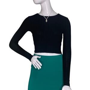 TRUTH By Republic Crop Top Long Sleeve Crew Neck Black Size XS